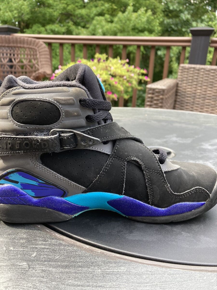 Nike Air Jordan 8 Retro Aqua Black Basketball Shoes Size 5Y Nike Air Jordan 8 Retro Aqua Black Basketball Shoes Size 5Y