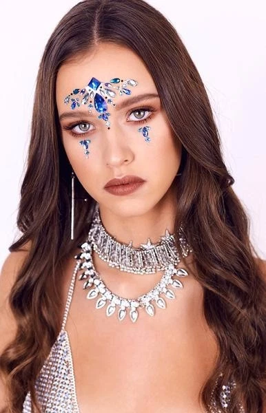 Festival EDC NYE Rave Cara Adhesiva Joyas Cristal Gemas Estrás Pegatina Foto 3 de 4