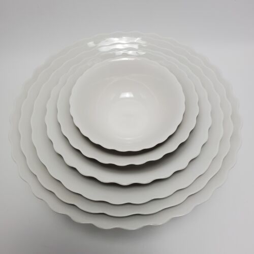 Stackable Wave Bowls Off White Scalloped Dishes By Gallery Tabletops 6 Sets 12" - Picture 2 of 14
