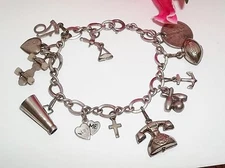 Vintage Sterling Silver Charm Bracelet Forstner 12 Charms 22.5g mercury dime 