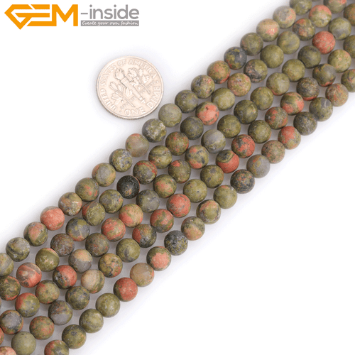 Green Unakite Jasper Forested Matt Round Beads Jewelry 15" Making Natural Stone - Picture 28 of 62