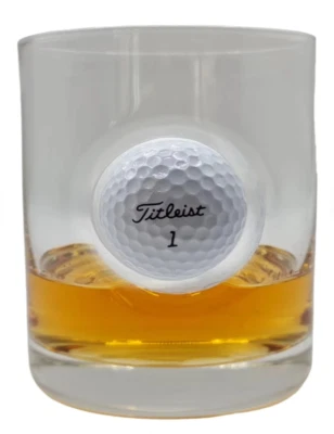SOLO PRO CREATIVE Golf Gift for Dad Whiskey Glass Rum Spirit Tumbler Shot Real Embedded Golf Ball