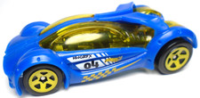 2014 HOT WHEELS GRFX IRIDIUM #4 BLUE 1:64 DIECAST 2 5/8" CAR WITH YELLOW & WHITE