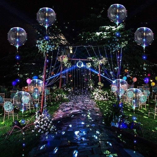10 PCS Clear LED BOBO Balloons Decoration Light Up Party Birthday Wedding Xmas - Picture 3 of 12