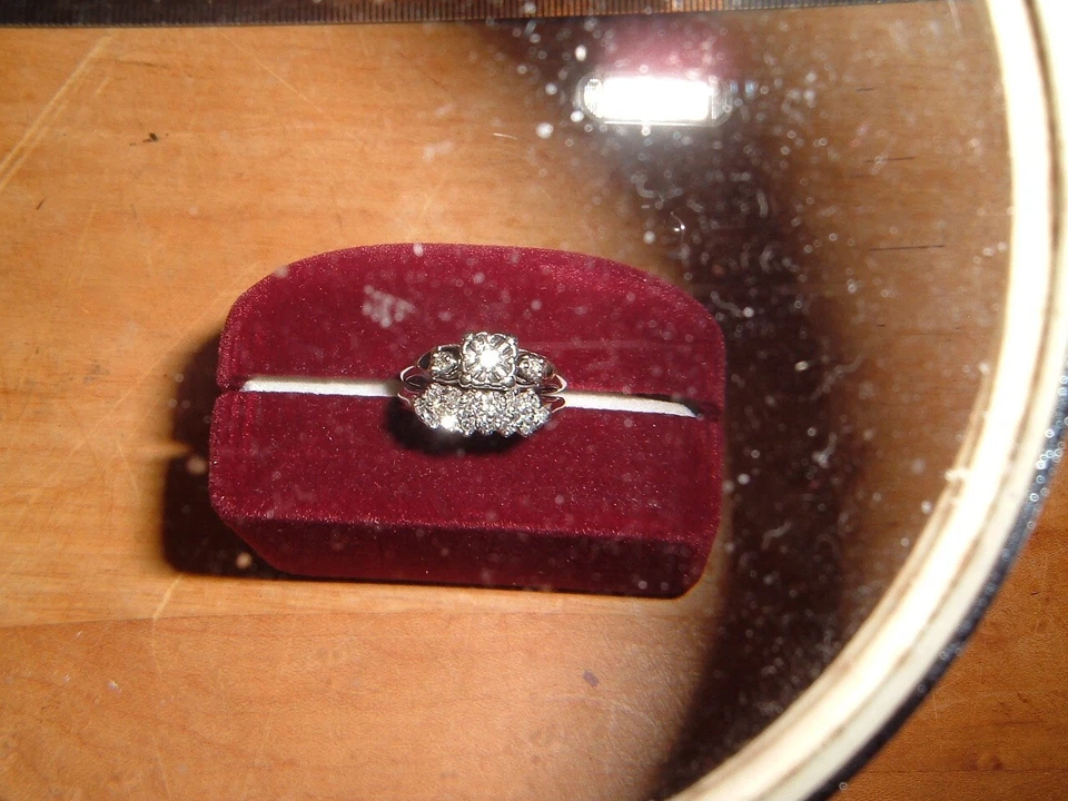 Conjunto de boda de oro blanco de 14K NATURE LOCK ANILLO BANDA DIAMANTES 3/4 quilates talla 7,25 Foto 2 de 4