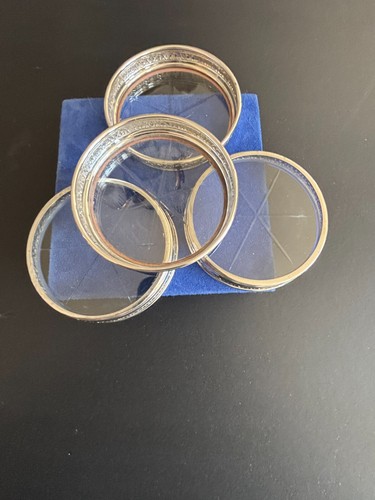 Set of 4 BIRKS sterling silver coasters with engraved crystal - Picture 5 of 6
