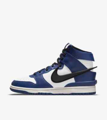 CU7544-400 Nike Dunk High AMBUSH Deep Royal Blue Pale Ivory White 
