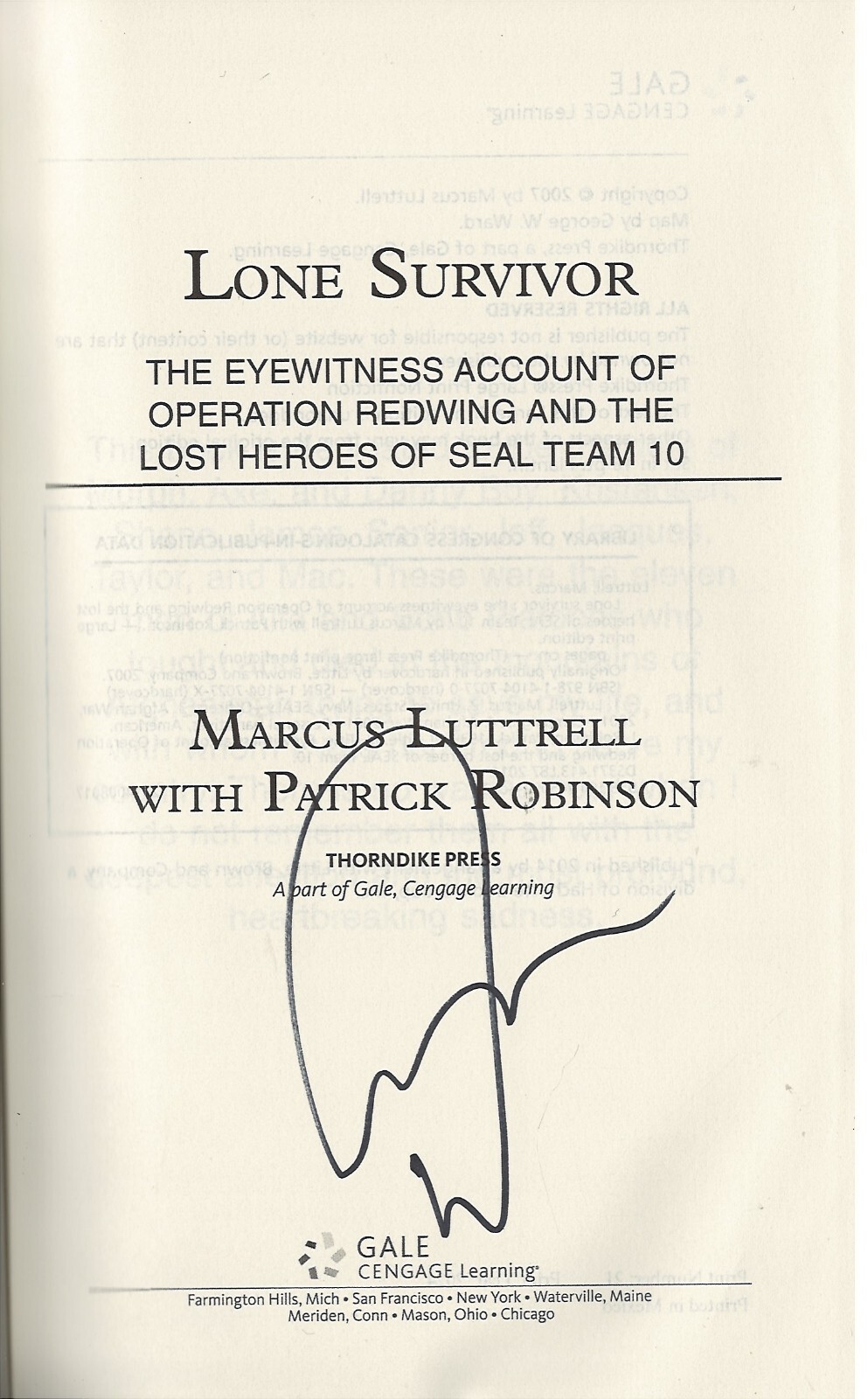 Marcus Luttrell Rbook MARCUS LUTTRELL NAVY SEAL OPERATION RED WINGS LONE SURVIVOR RARE SIGNED ...