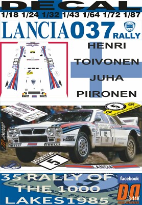 DECAL LANCIA 037 RALLY H.TOIVONEN 1000 LAKES R. 1985 4th (01)