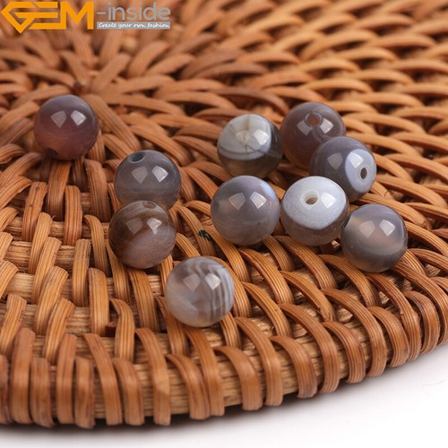 Round Natural Botswana Agate Gemstone Loose Beads For Jewellery Making 15" UK - Picture 20 of 57