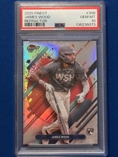 2025 Topps Finest - Rare James Wood #300 Refractor (RC) PSA 10