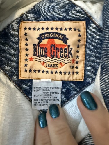 Vintage 1980s Blue Creek Bomber Jean Jacket Acid Wash Denim LG Made In Hong Kong - Bild 6 von 23