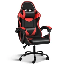 SIMPLE DELUXE GAMING CHAIR BACKREST AND SEAT HEIGHT ADJUSTABLE - RED/BLACK