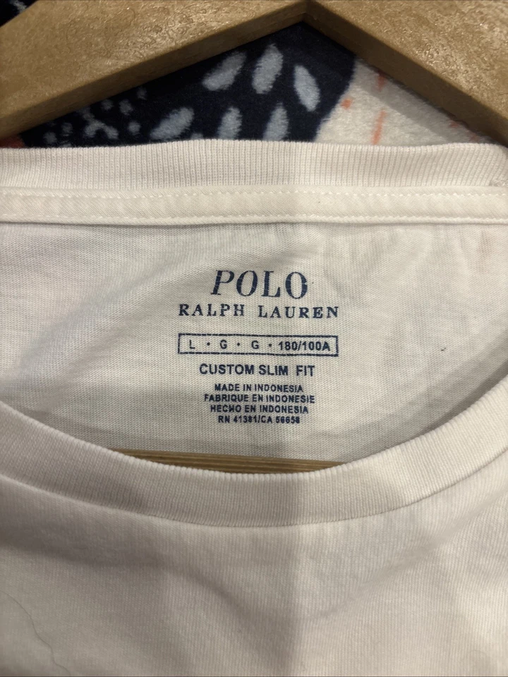 Polo Ralph Lauren Custom Slim Fit белая футболка мужской размер большой темно-синий пони - Изображение 4 из 4