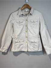 J. Crew Vintage 90s Womens Ivory 100 Cotton Utility Field Jacket Button Front M