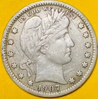 1907 U.S. BARBER SILVER QUARTER 25c COIN (VF-Very Fine) Gorgeous Coin!