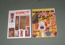 2 Vintage Birds, Owls, Wall Hangings Decor, Jewelry Macrame Books Patterns 1970s