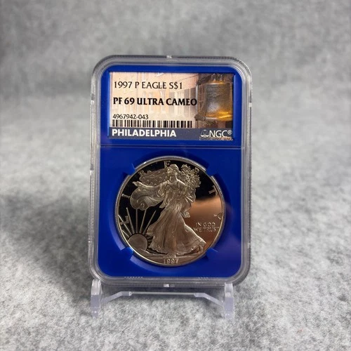 1997-P Proof American Silver Eagle NGC PF69 Ultra Cameo Blue Core Holder Label
