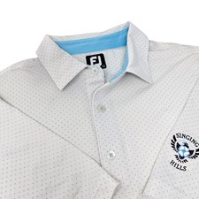 FJ FOOTJOY Shirt Mens Golf Polo Shirt Performance Stretch White Polka Dot Large