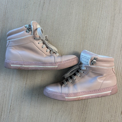 Marc by Marc Jacobs Pink Canvas High Top Lace-Up Sneakers Logo Theme