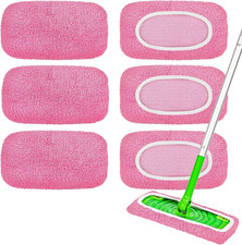 6-Pack Reusable Mop Pads Compatible with Sweeper Mop - 100 Coral Fleece Washabl