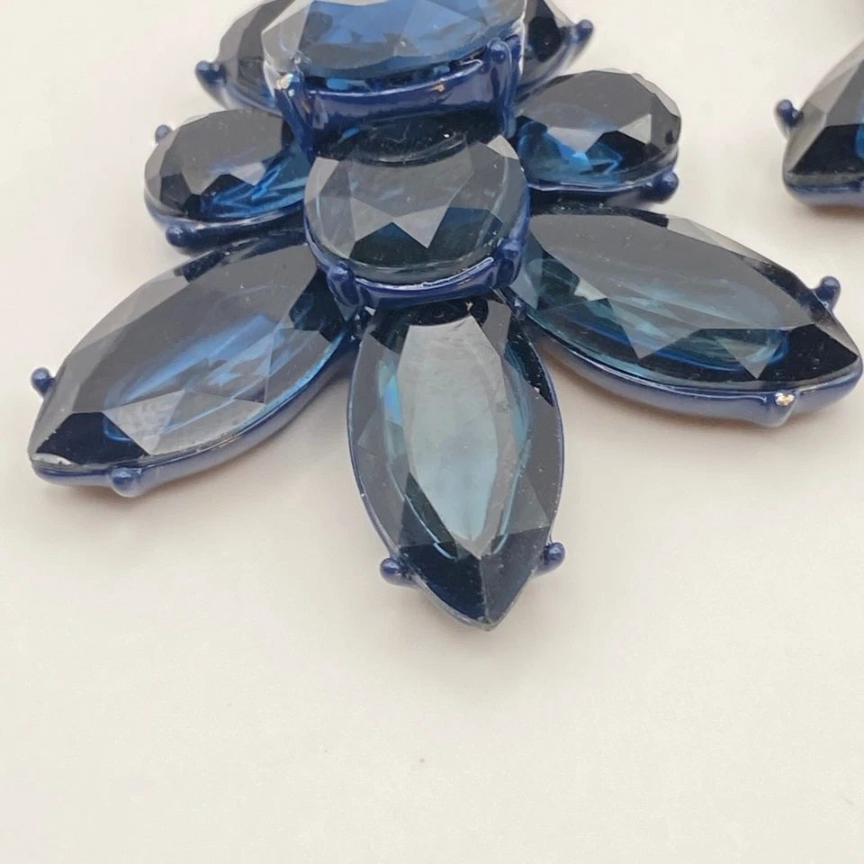 J. ЭКИПАЖ граненый кристалл Люстра серьги темно бирюзовый синий темно-синий блестящий вечер - Изображение 4 из 4