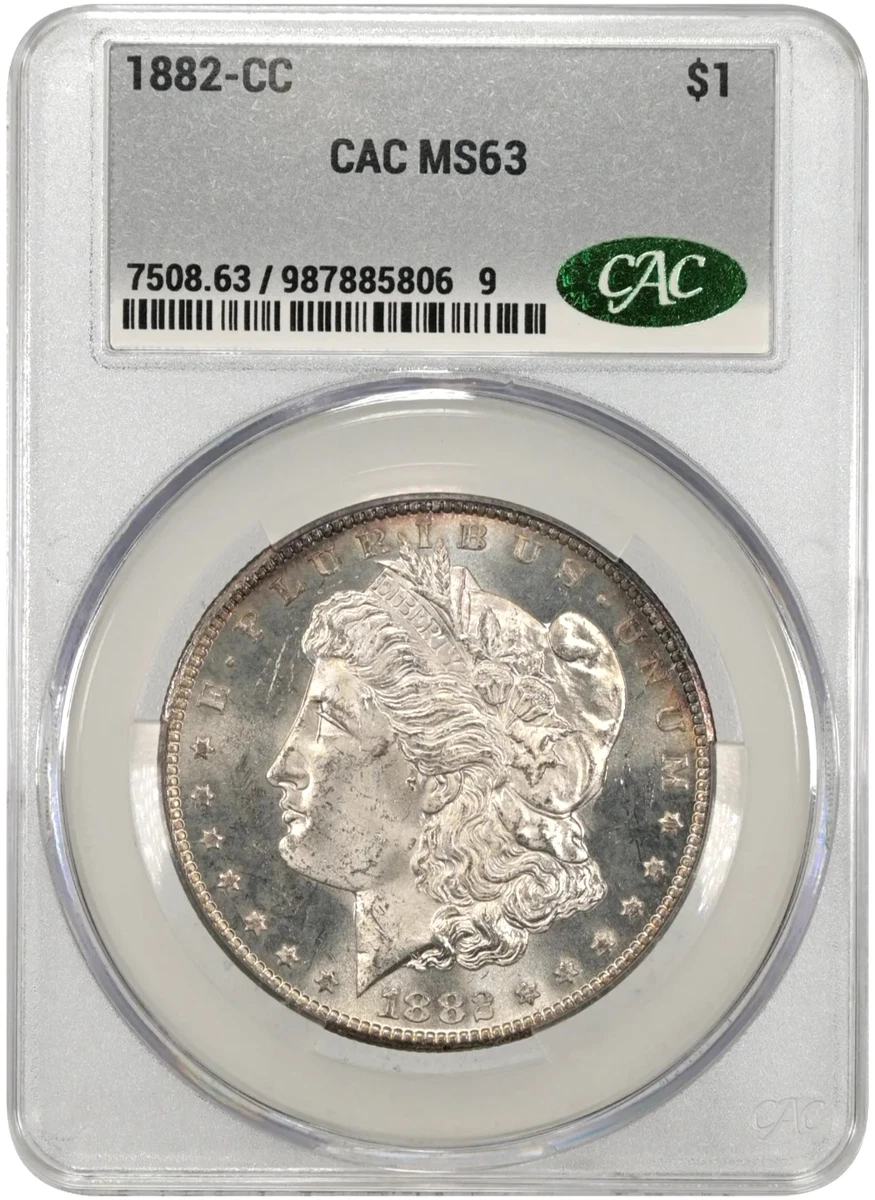 Silver MS 63 Graded 1882 Year Morgan US Dollars (1878-1921) for