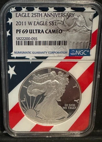 2011-W Silver American Eagle PF69 ULTRA CAMEO Flag Core