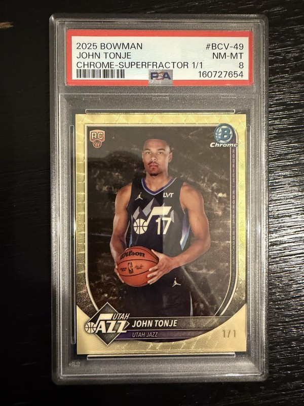 2025-26 Bowman John Tonje Chrome Superfractor 1/1 #BCV-49 PSA 8 Jazz Celtics
