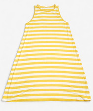 GAP Yellow White Stripe Swing Dress Medium Sleeveless Stretch Knee Length
