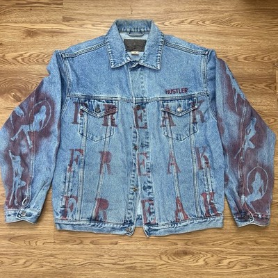 Vintage Port Authority Hustler Embroidered Denim Jean Jacket Men's Medium