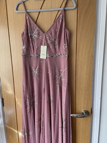 BNWT Monsoon Arabella Pink Maxi Dress Embellished SequinUK 12 Wedding Xmas Party - Picture 2 of 14