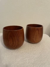 Natural Wood Beverage Cups OAKSIP Brand Set Of 2, Beautiful!