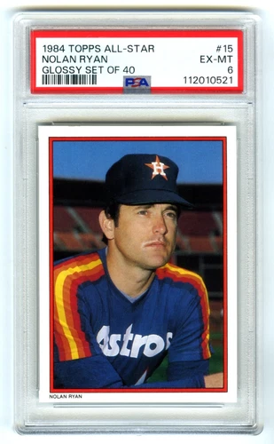 NOLAN RYAN~RARE (POP 10) 1984 TOPPS ALL-STAR GLOSSY PSA-6 EX-MT CARD#15~NEW CASE