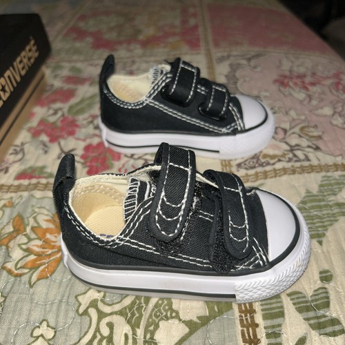 Zapatillas Converse Chucks Bebé Infante Talla 2 Negro Blanco Bajo All Star - Imagen 4 de 8