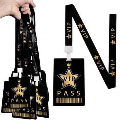 50 Sets VIP Badge Lanyards with VIP Pass Cards VIP Lanyards with Star Black B...