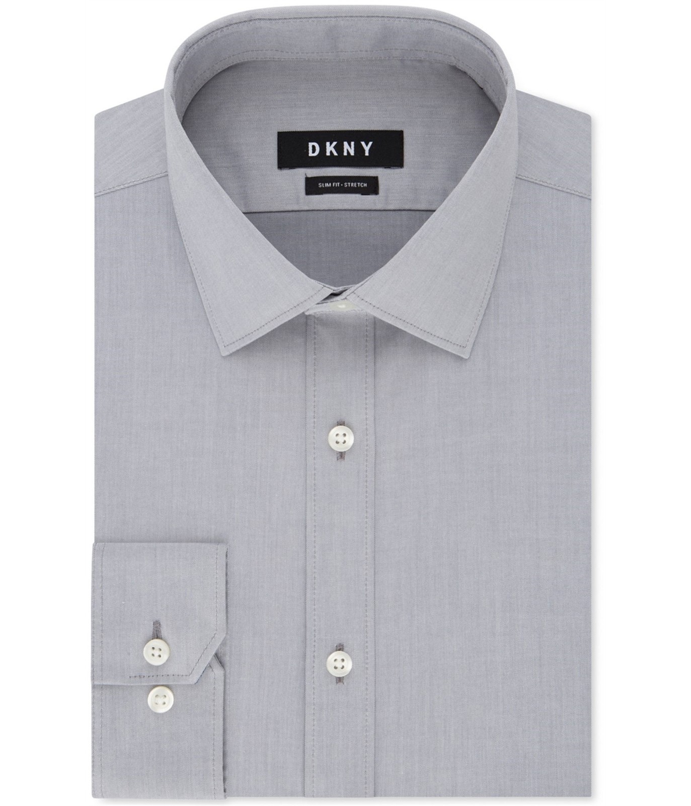DKNY Mens Gray Solid Button Down Dress Shirt 7290₽