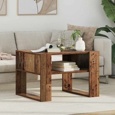 Couchtisch Altholz 66x53x45cm Ingenieurholz rechteckig Regal modern rustikal
