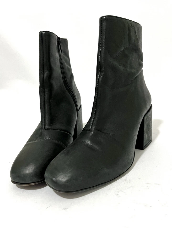 Bota Free People Nicola Cuero Punta Cuadrada Tobillo Cremallera Tacón Bloque Negra 38 EE. UU. 7,5 Foto 2 de 4