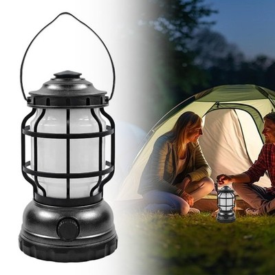 Retro LED Camping Laterne Dimmbar Wiederaufladbar Nachtlicht Zelt Tragbar