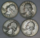 Lot Of 4 Washington Quarters 90% Silver
