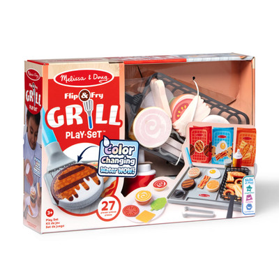 Melissa & Doug Flip & Fry Grill Play Set with Water WOW!  Color Reveal Play Food