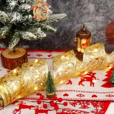 Christmas Tree Decoration Set with 32ft Ribbon Garland Holiday Indoor Décor