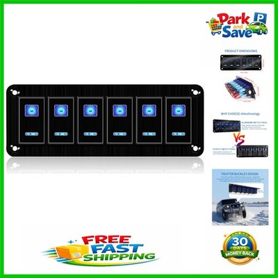 Durable Rocker Switch Panel 6 Gang with Blue LED Illumination for Automotive Use