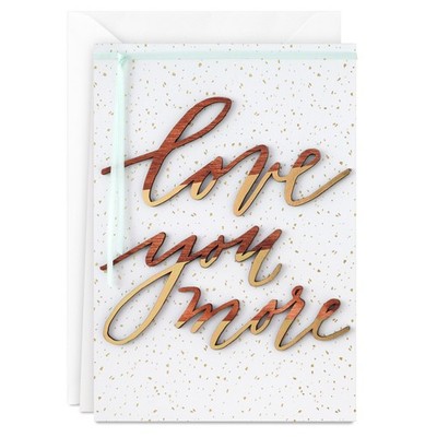 Hallmark Signature Anniversary Card (Gold and Woodgrain, Love You More) for Husb
