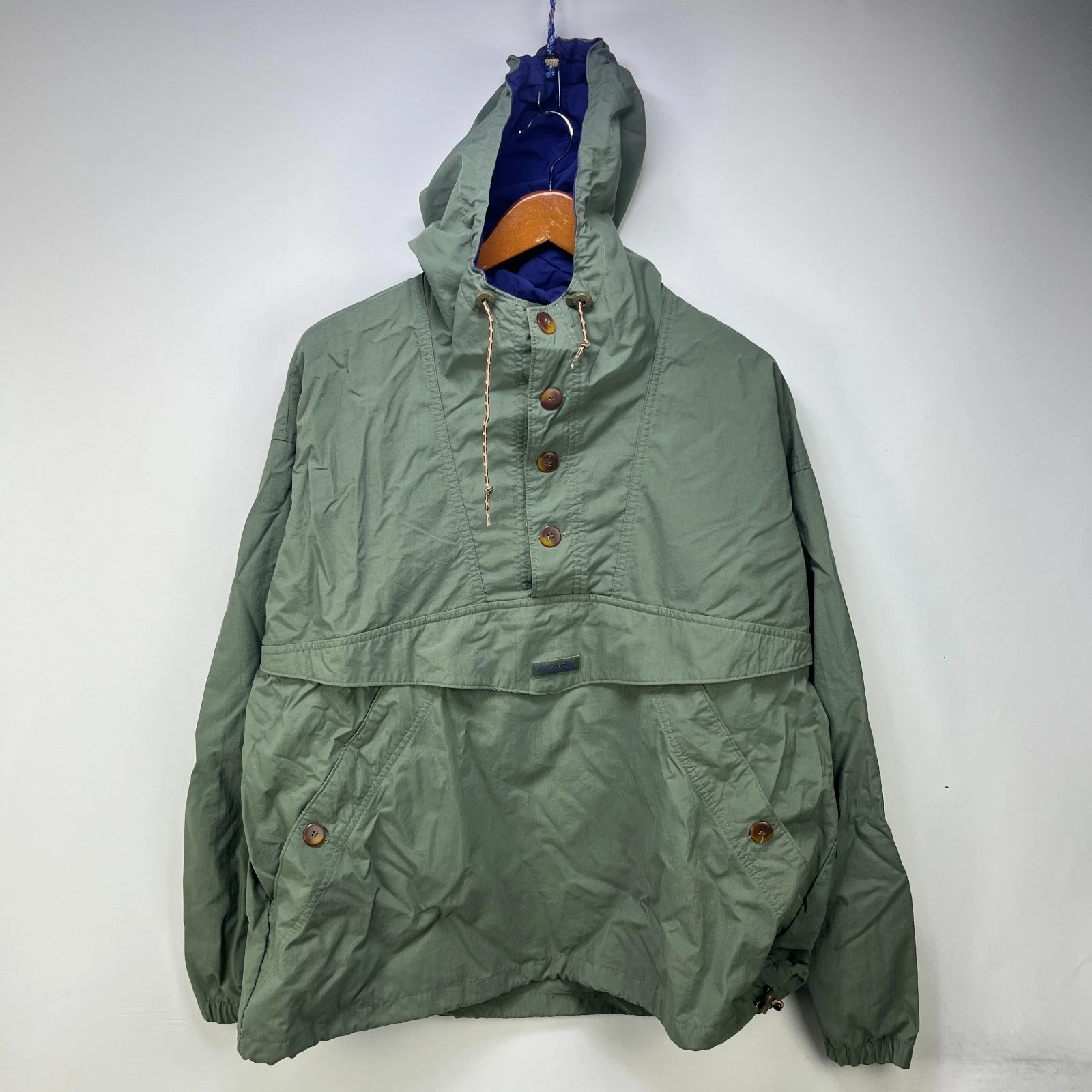 Vintage 90s Columbia Hooded Windbreaker Anorak Jacket Large
