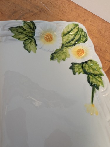 Vintage LEFTON China Green Heritage Yellow Flower Tea Cookie Tray 11" x 6" - Picture 4 of 8