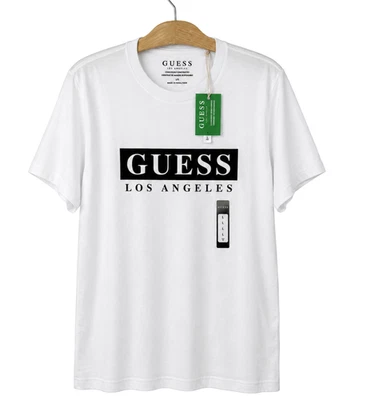 GUESS Los Angeles Logo T-Shirt Men's Size L White Crew Neck Velvet Logo Tee NWT - Image 1 of 4
