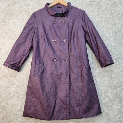 Violanti Visconf Linen Blend Trench Rain Coat Size IT 44 Purple Made In Italy