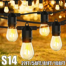 27FT LED Outdoor String Light Shatterproof Patio Yard Garden Porch Party Lights